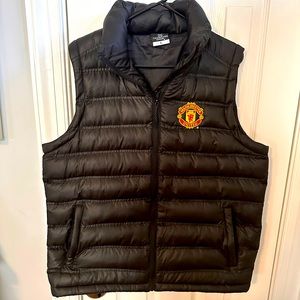 One of a kind Manchester United Champions League Black Puffy Vest - size Large